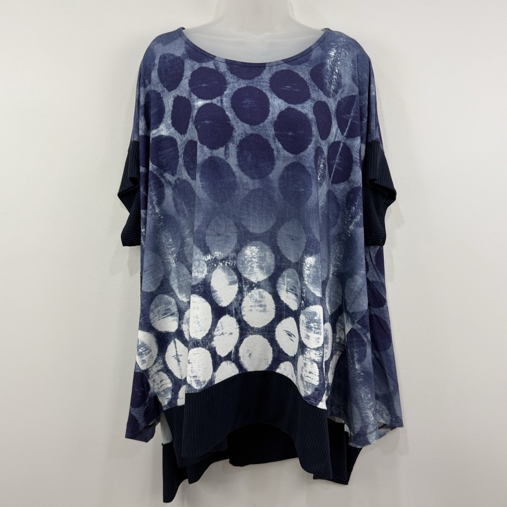 Alembika Top XL Polka Dot Lagenlook Comfort Stretch Loose Asymmetric Artsy